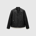 Leather-effect jacket with stitching detail